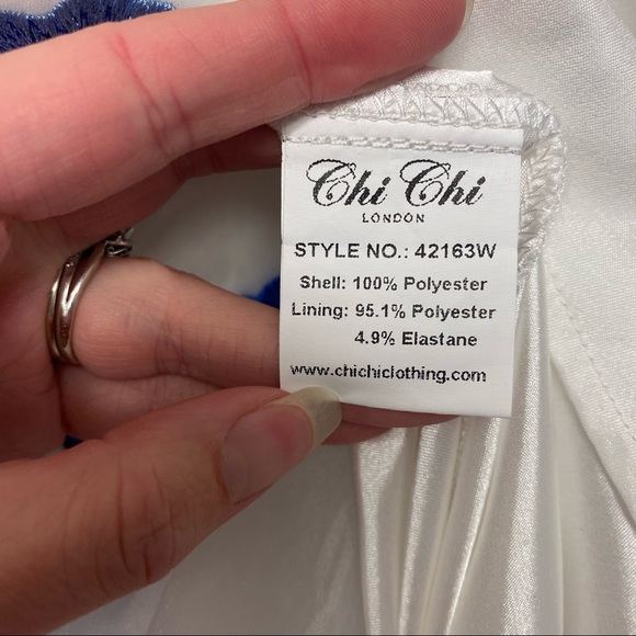 Chi Chi London White Dress with Blue Flowers - Picture 8 of 8